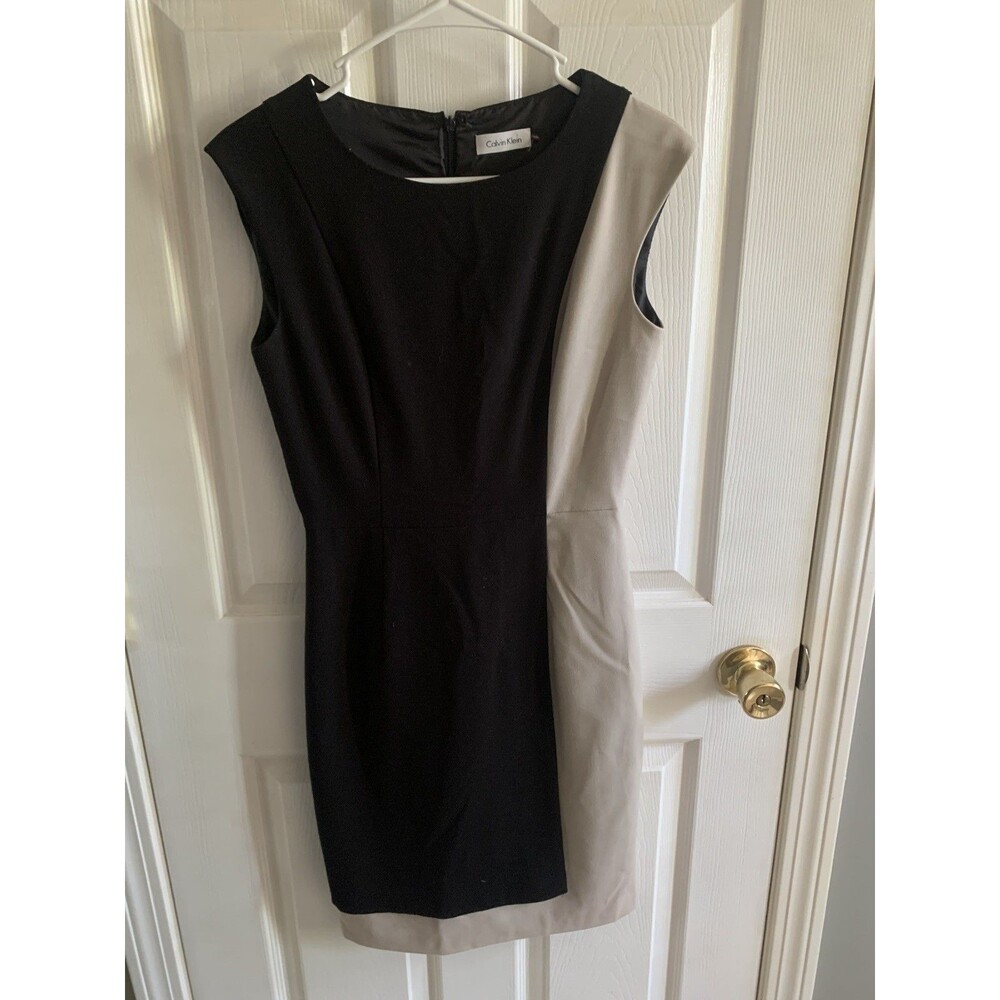 Calvin Klein Dress Sz S Color Tan And Black Armpit To Armpit 16 inch Length